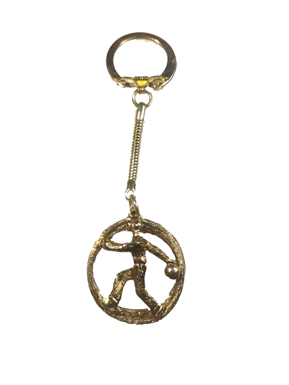 Bowling Keychain Gold Tone Classic Design Sports